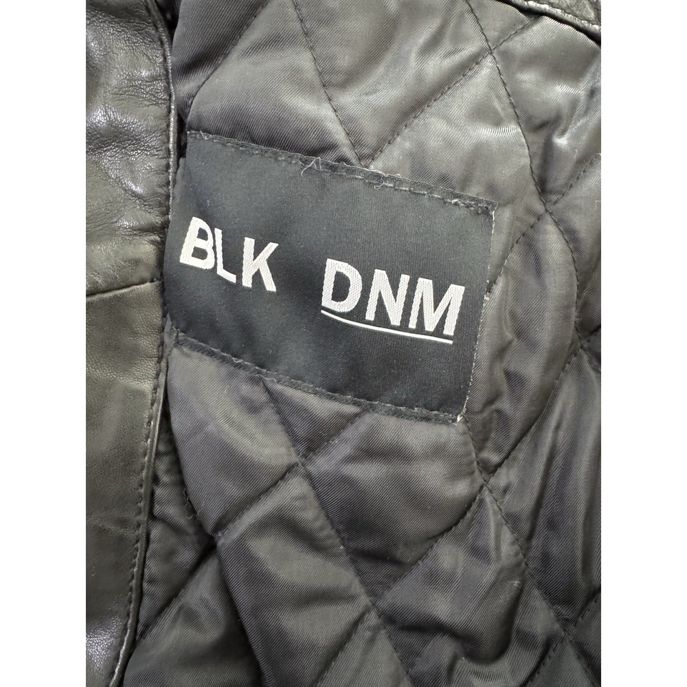 BLK DNM Black Vintage Distressed Perfecto Moto Leather Jacket. Glass Beads Med - Picture 2 of 15
